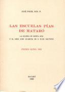 Libro Las escuelas pías de Mataró. La iglesia de Santa Ana y el Hno. José Guardia de San Juan Bautista