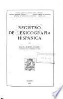 Libro Registro de lexicografía hispánica